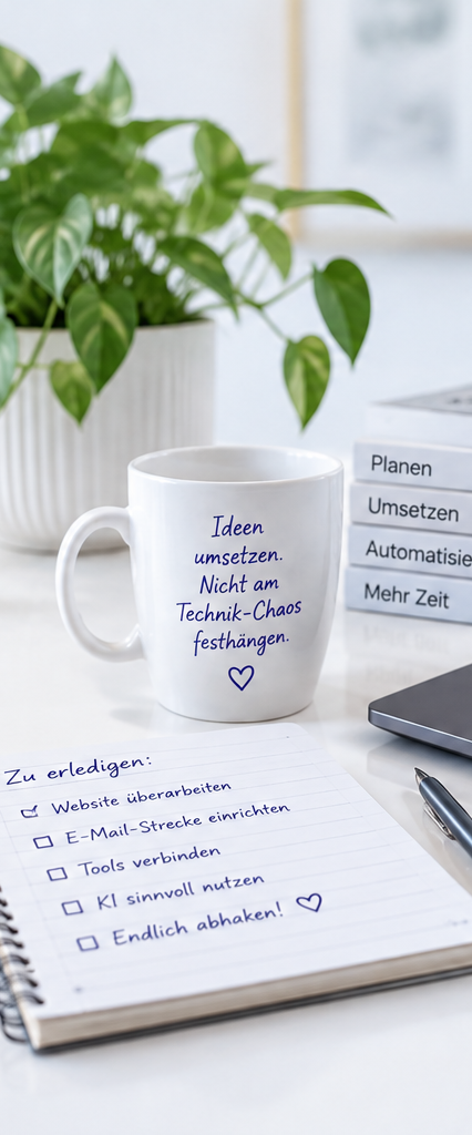Technische Aufgaben wie Website, E-Mail-Marketing, Automationen und KI organisieren